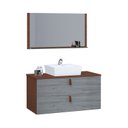 Ver imagem 2 de Conjunto Gabinete de Banheiro Berlim 60 cm Cinza/Natura Rovere