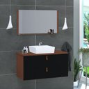 Ver imagem 1 de Conjunto Gabinete de Banheiro Berlim 60 cm Preto/Natura