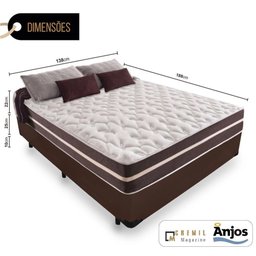 Cama Box Casal + Colchão De Molas - Anjos - Classic Superlastic 138cm Marrom - 2