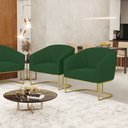 Ver imagem 2 de Cadeira Sala de Jantar Base Industrial Dourado Kit 2 Stella Veludo D03 - D’Rossi