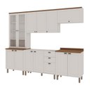 Ver imagem 2 de Cozinha Modulada com Cristaleira e Balcão para Cooktop 100% MDF Iluminata Branco/Betalhes Ébano