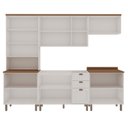 Ver imagem 4 de Cozinha Modulada com Cristaleira e Balcão para Cooktop 100% MDF Iluminata Branco/Betalhes Ébano
