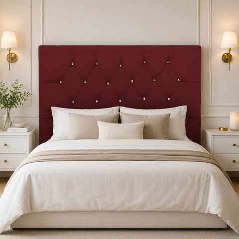Cabeceira para Cama Box Estofada Solteirão 100 cm Suede Madri:Bordô