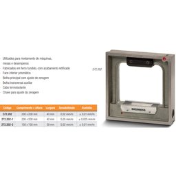 Nível Quadrangular de Precisão - Dimensões 150 X 150mm - Sensibilidade 0,02mm/m - Exatidão ± 0,01mm/ - 4