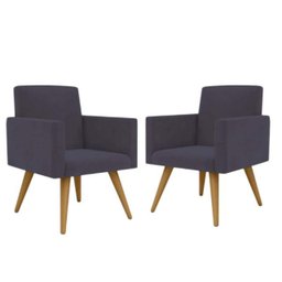 Kit com 2 Poltrona Decorativa Talita Cor Cinza - 1
