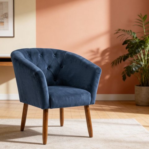 Cadeira Estofada para Recepção Clinica Tecido Veludo Elegante Confortavel Pés de Madeira Resistente