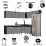 Armário de Cozinha Modulado de Canto 7 Peças Cp24 com Pia Inox Preto/cinza - Lumil Lumil Móveis - 3