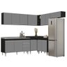Armário de Cozinha Modulado de Canto 7 Peças Cp24 com Pia Inox Preto/cinza - Lumil Lumil Móveis - 1