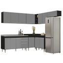 Ver imagem 6 de Armário de Cozinha Modulado de Canto 7 Peças CP24 com Pia Inox Preto/Cinza - Lumil Lumil Móveis