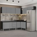 Ver imagem 1 de Armário de Cozinha Modulado de Canto 7 Peças CP24 com Pia Inox Preto/Cinza - Lumil Lumil Móveis