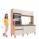 Ver imagem 4 de Cozinha Compacta Modulada Vitória 6 Portas 1 Gaveta 2 Nichos para Forno Bege/Freijó/Off White