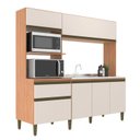 Ver imagem 2 de Cozinha Compacta Modulada Vitória 6 Portas 1 Gaveta 2 Nichos para Forno Bege/Freijó/Off White