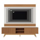 Ver imagem 4 de Rack com Painel Ripado para TV até 75 Polegadas 218cmx140cm Pés em Madeira Maciça 4 Portas Fortaleza e Nilo Marrom Freijó/Off White
