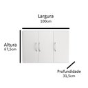 Ver imagem 4 de Armário Aéreo Suspenso 3 Portas Prateleira Organizadora Módulo Cozinha Área Serviço Lavanderia - Rpm