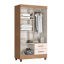 Ver imagem 4 de Roupeiro Lite 4 Portas 2 Gavetas Guarda-roupa Solteiro - Nature / Off White