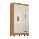 Ver imagem 1 de Roupeiro Lite 4 Portas 2 Gavetas Guarda-roupa Solteiro - Nature / Off White