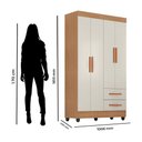 Ver mais imagens de Roupeiro Lite 4 Portas 2 Gavetas Guarda-roupa Solteiro - Nature / Off White