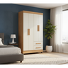 Roupeiro Lite 4 Portas 2 Gavetas Guarda-roupa Solteiro - Nature / Off White - 3