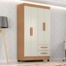 Roupeiro Lite 4 Portas 2 Gavetas Guarda-roupa Solteiro - Nature / Off White - 7