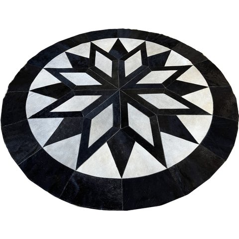 Tapete de couro redondo preto e cinza griss 2,00 diâmetro