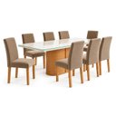 Ver imagem 2 de Conjunto Sala de Jantar 8 Lugares Retangular Tampo Vidro/MDF 200x90cm Mesa Diana e Cadeiras Espanha