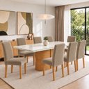 Ver imagem 1 de Conjunto Sala de Jantar 8 Lugares Retangular Tampo Vidro/MDF 200x90cm Mesa Diana e Cadeiras Espanha