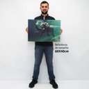 Ver imagem 2 de Quadro Decorativo em Canvas Elefante Sobre as Águas TaColado Moldura Flutuante 4,5cm Freijó 60 x 40c