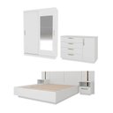 Ver imagem 2 de Kit Guarda Roupas 2 Portas, Cama Queen e Complementos de Quarto Araçá CabeCasa MadeiraOriginals Branco