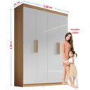 Ver imagem 7 de Guarda-Roupa Infantil 04 Portas Frente em MDF Angel Marrom/Cinamomo/Off White