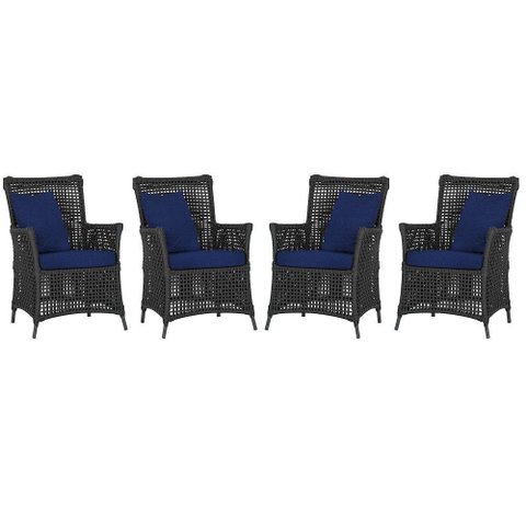 4 Poltronas Igapó Alumínio Pintura Preta Corda Náutica E10 Preto