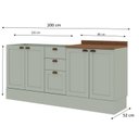 Ver imagem 4 de Cozinha Compacta Modulada 2 Peças com Tampo para Cooktop 100% MDF com Rodapé Verde/Mint/Ébano