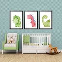 Ver imagem 1 de Kit 3 Quadros Grandes Quarto Infantil Baby Dino 60x48cm:moldura Branca