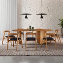 Ver imagem 1 de Mesa de Jantar Soláris 220cm Madeira Tampo Laminado Orgânico com 8 Cadeiras Solaris