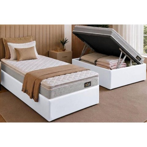 Cama Box Baú Crc Solt +Colchão D33 Magnum Hellen 88