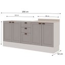 Ver imagem 4 de Cozinha Compacta Modulada 2 Peças com Tampo Impermeável para Cooktop 100% MDF com Rodapé Cinza/Branco/Fendi