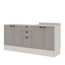 Ver imagem 3 de Cozinha Compacta Modulada 2 Peças com Tampo Impermeável para Cooktop 100% MDF com Rodapé Cinza/Branco/Fendi