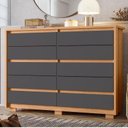 Ver imagem 6 de Guarda Roupa Casal Doble com Espelho 06 Portas e Cômoda Duetto Freijo Titanium- Móveis Albatroz