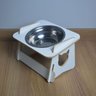 Comedouro Gato Elevado Pet Tigela Ração Inox Saudável - Branco - 5