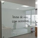 Ver imagem 1 de Lousa Quadro Vidro 6mm Escolar Escrita Escrever Branca C/ Suporte Canetas e Apagador 60x40