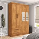 Ver imagem 1 de Guarda-Roupa Solteiro Siena 4 Portas 2 Gavetas com Espelho Multimóveis CR35555 Cinamomo