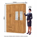 Ver imagem 4 de Guarda-Roupa Solteiro Siena 4 Portas 2 Gavetas com Espelho Multimóveis CR35555 Cinamomo