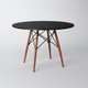 Jogo De Mesa 4 Cadeiras Pretas Eames Eiffel 110 Cm Base Madeira Tampo Preto - 3