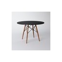 Ver imagem 3 de Jogo De Mesa 4 Cadeiras Pretas Eames Eiffel 110 Cm Base Madeira Tampo Preto