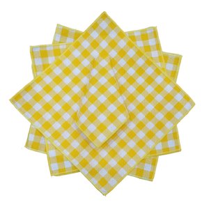 8 Guardanapos Xadrez Amarelo
