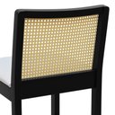 Ver mais imagens de Banqueta Média Pérola Madeira Maciça com Telinha c/ 62cm Altura - Preto Assento Estofado Corano Bege