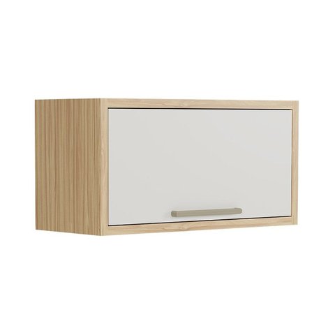 Armário Aéreo de Cozinha 80cm 1 Porta Basculante 100% MDF Vicenza Espresso Móveis Bege/Amêndoa/Off White