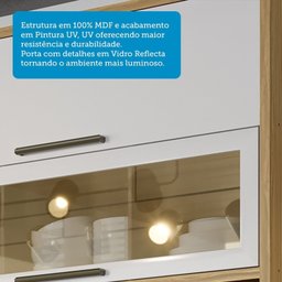 Armário Aéreo de Cozinha 120cm 2 Portas Basculantes Vidro Reflecta 100% MDF Vicenza Espresso Móveis - 6