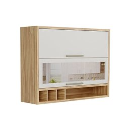 Armário Aéreo de Cozinha 120cm 2 Portas Basculantes Vidro Reflecta 100% MDF Vicenza Espresso Móveis - 3