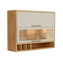 Ver imagem 3 de Armário Aéreo de Cozinha 120cm 2 Portas Basculantes Vidro Reflecta 100% MDF Vicenza Espresso Móveis Bege/Amêndoa/Off White