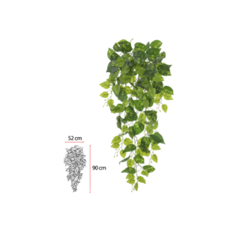 Planta Artificial Folhagem Jiboia Pendurar Real Toque X153 Verde Creme 1m